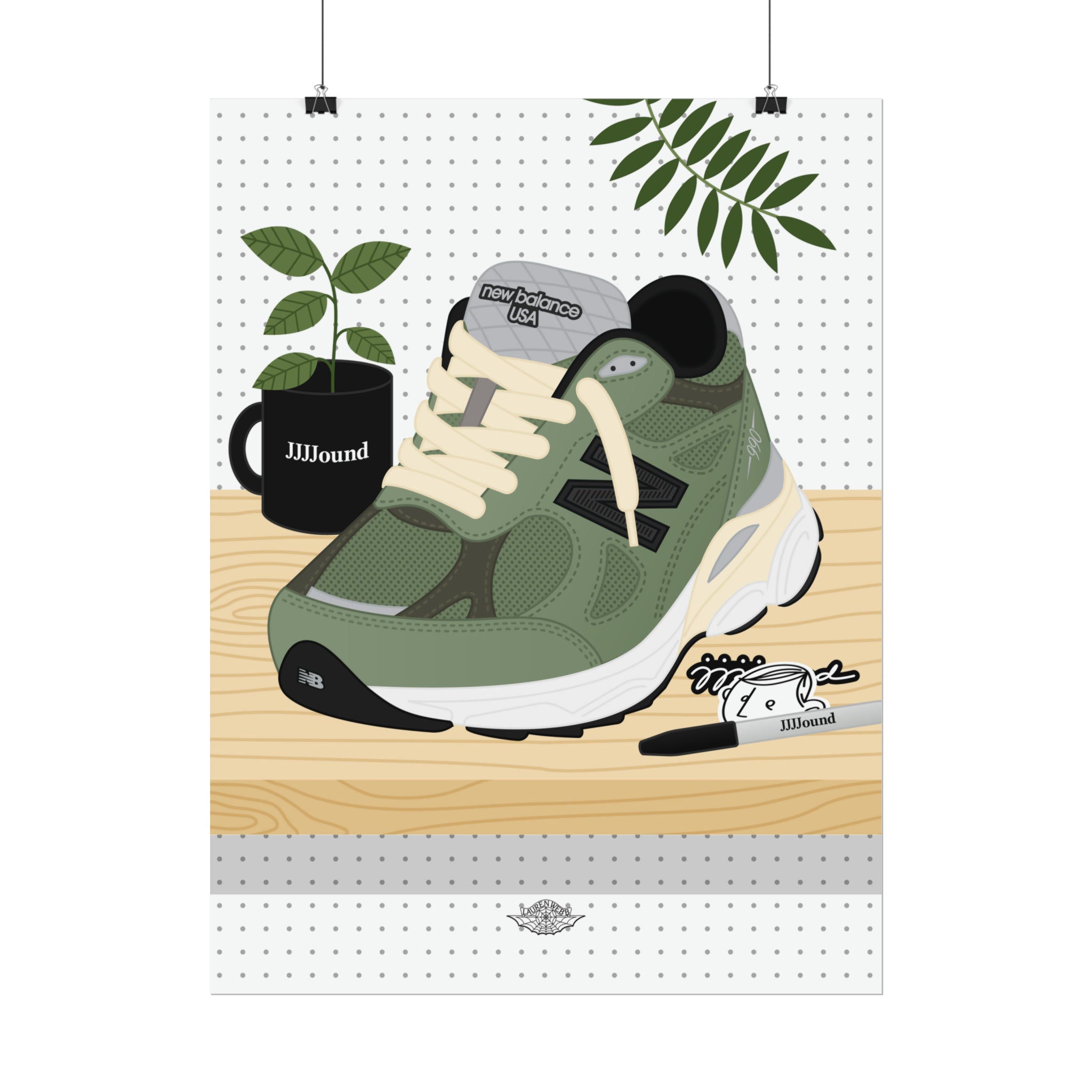 JJJJound x NB 990v3 'Olive' Art Print