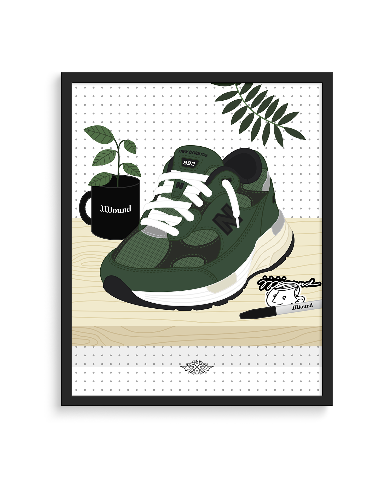 JJJJound x New Balance 992 Framed Art Print