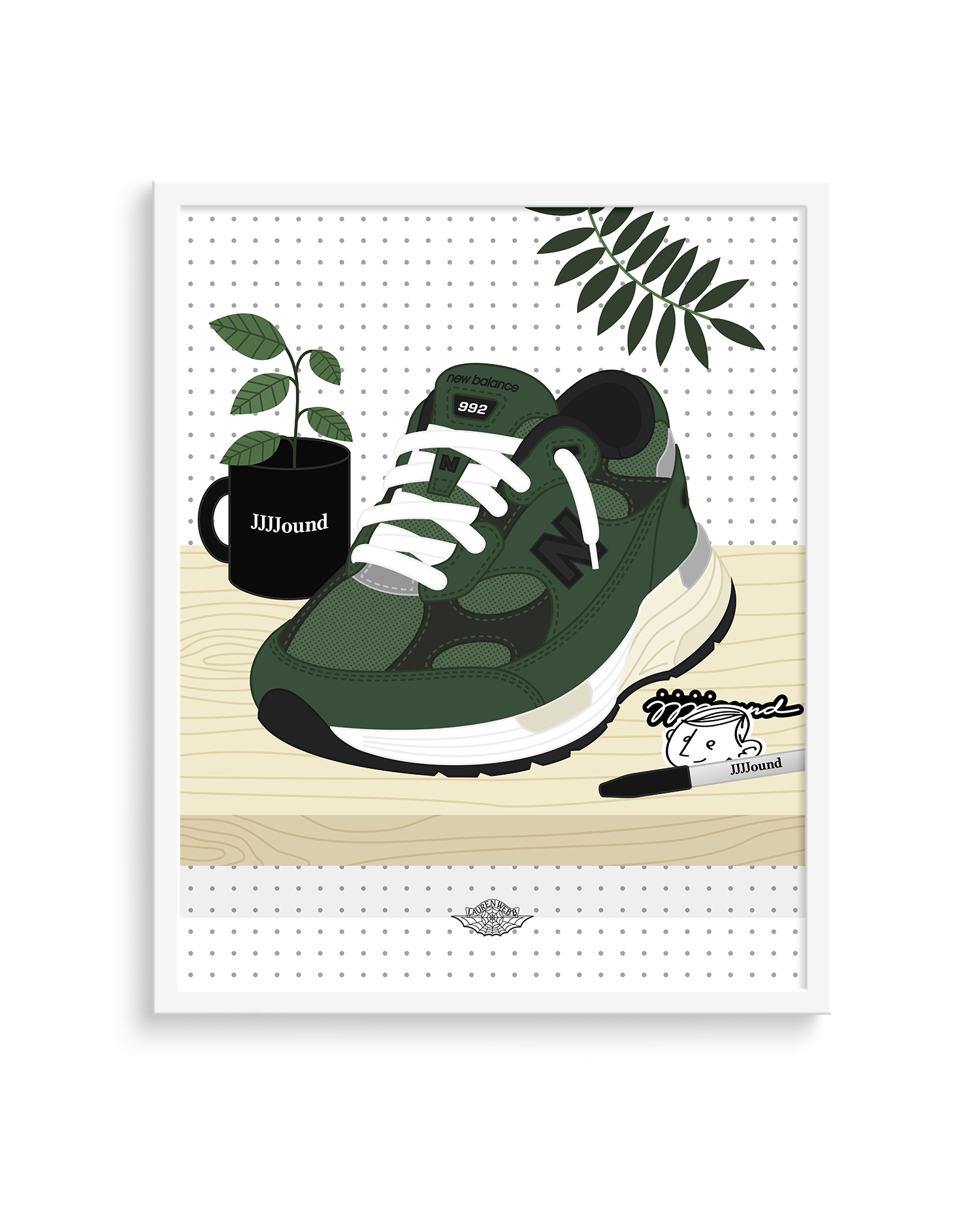 JJJJound x New Balance 992 Framed Art Print