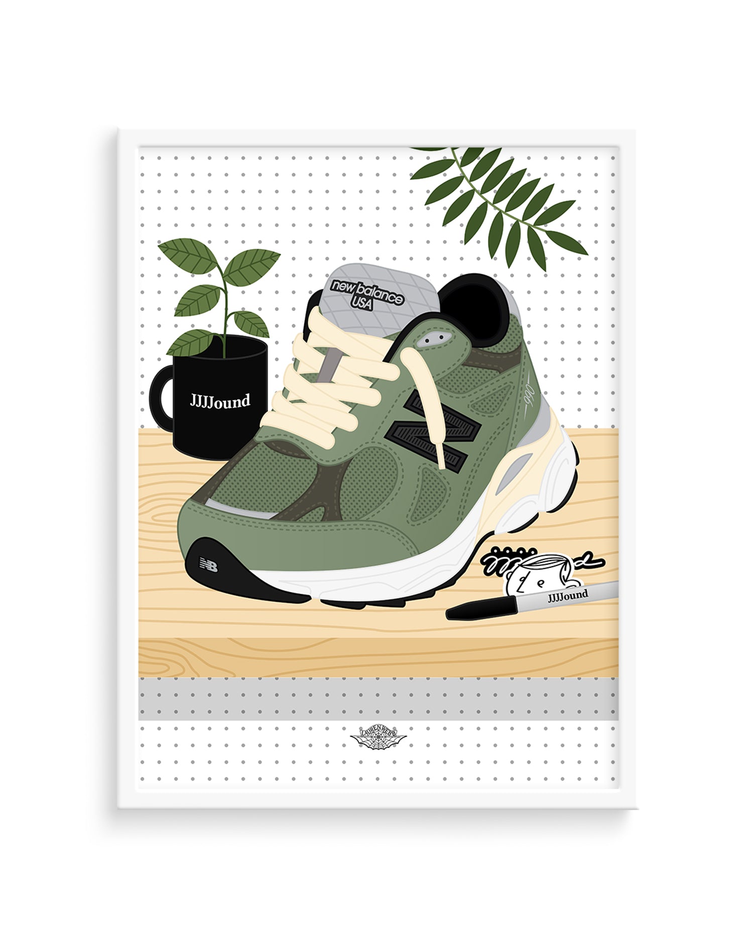 JJJJound x NB 990v3 'Olive' Art Print