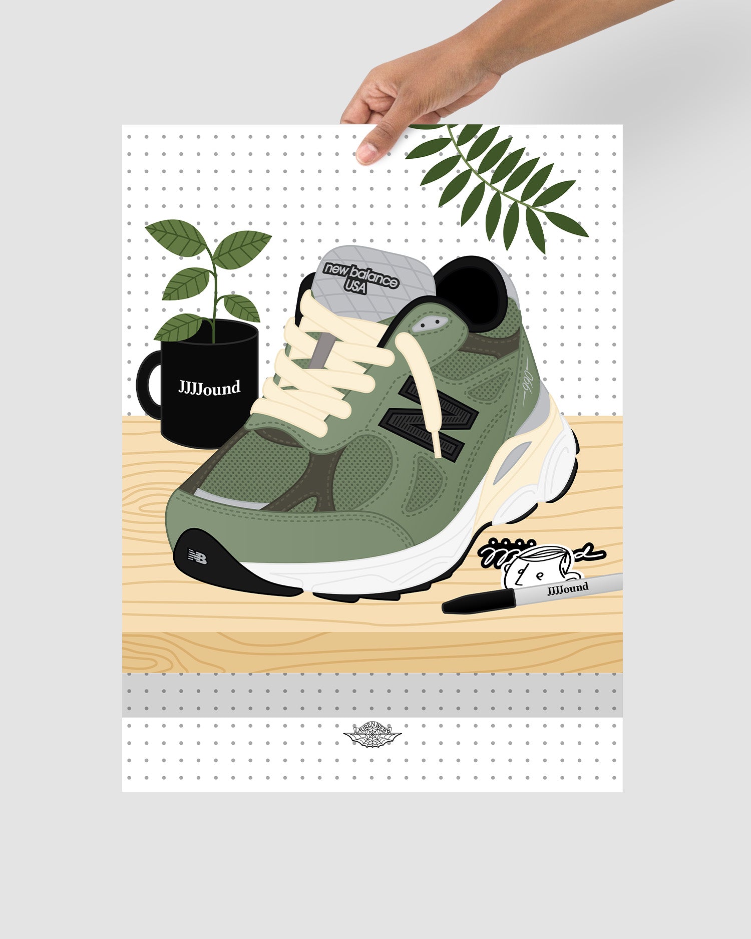 JJJJound x NB 990v3 'Olive' Art Print